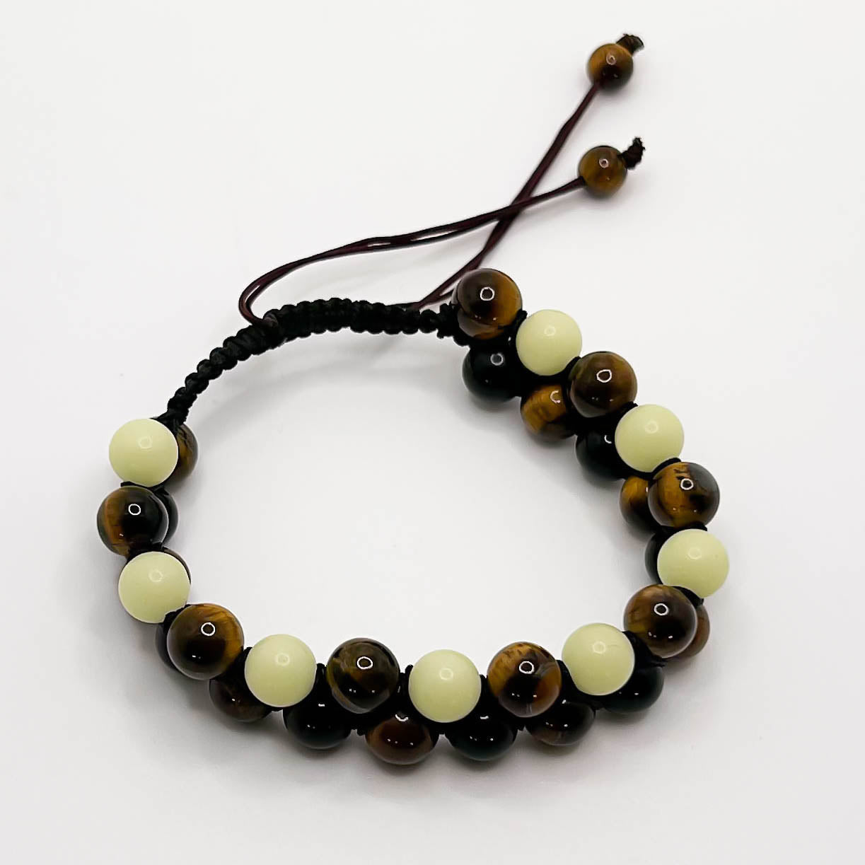 Tigers Eye/ Yellow Jade Zigzag Bracelets