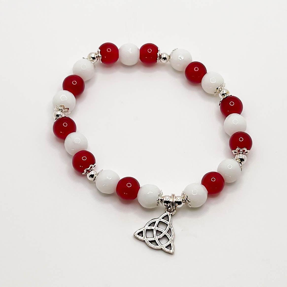 Red & White Jade Triquetra Bracelets