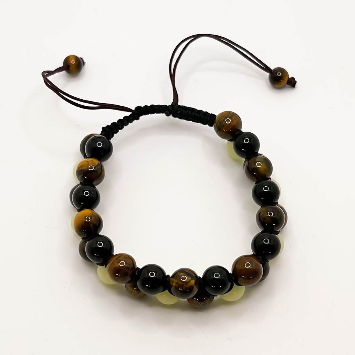 Tigers Eye/ Yellow Jade Zigzag Bracelets