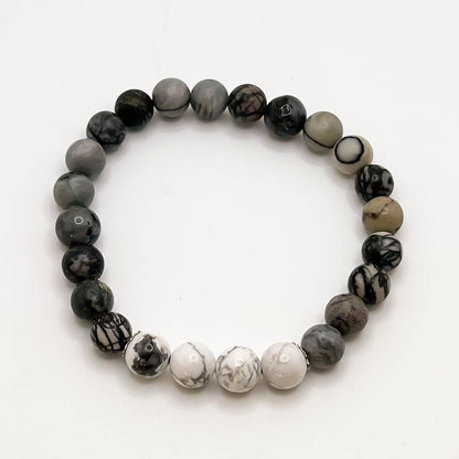 Black Silver Stone w/ White Howlite Bracelets