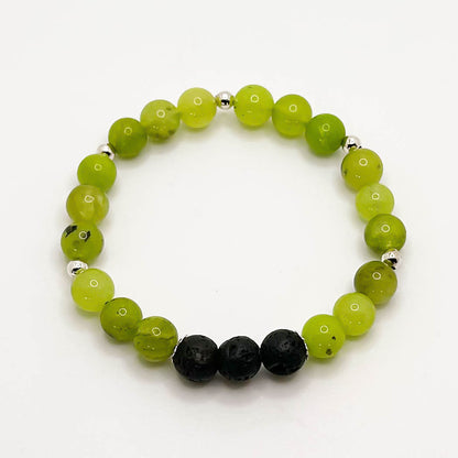 Lime Green Jade w/Lava Bracelets