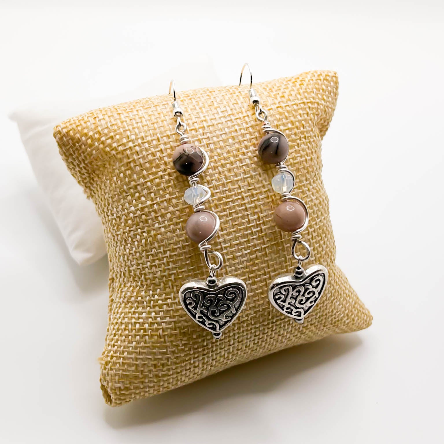 Rhodonite Heart Earrings